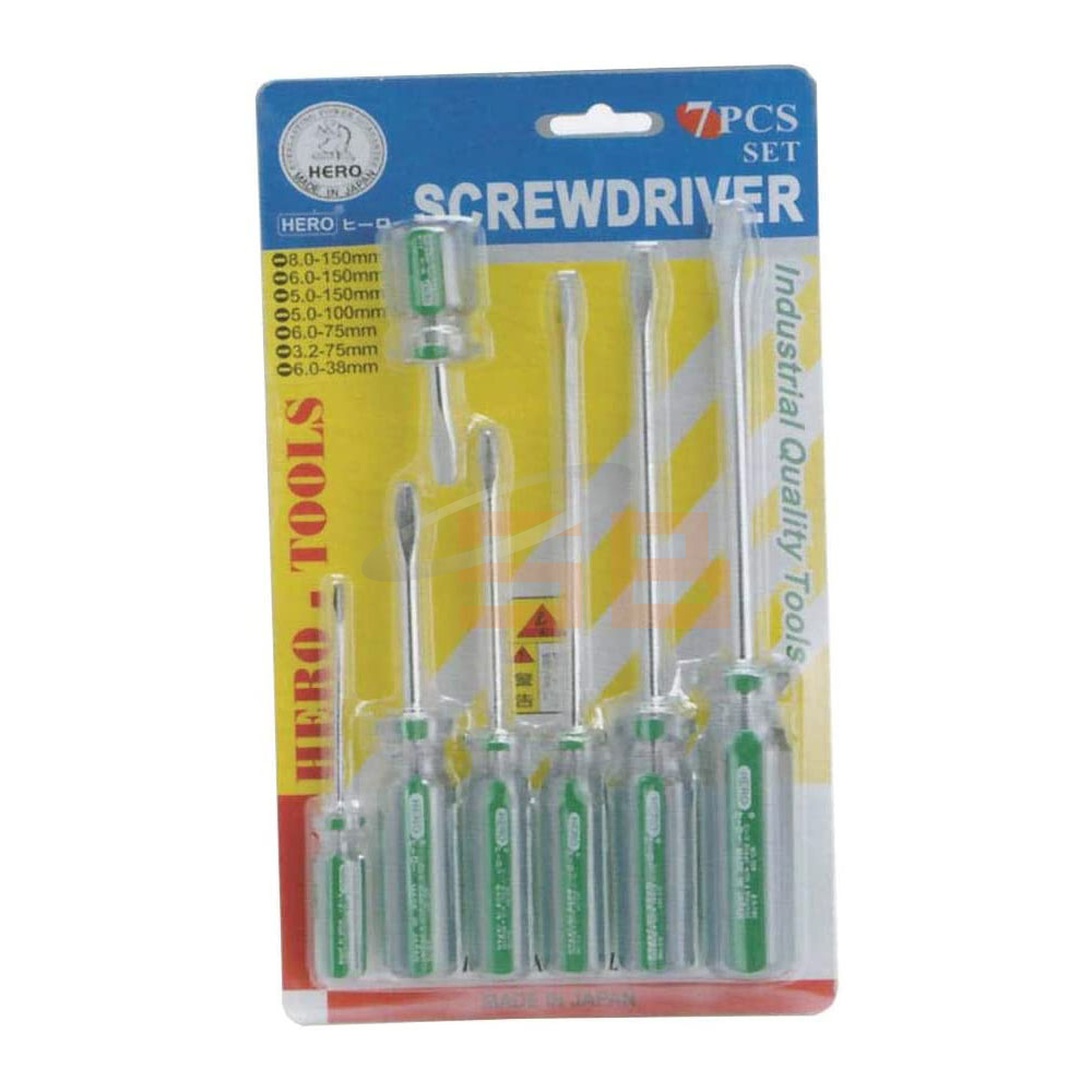 SCREWDRIVER SET 7 PCS FLAT, HERO 7100C