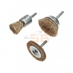 WIRE BRUSH CRIMPED 3 PCS SET WITH SHAFT,  VERTO 62H613