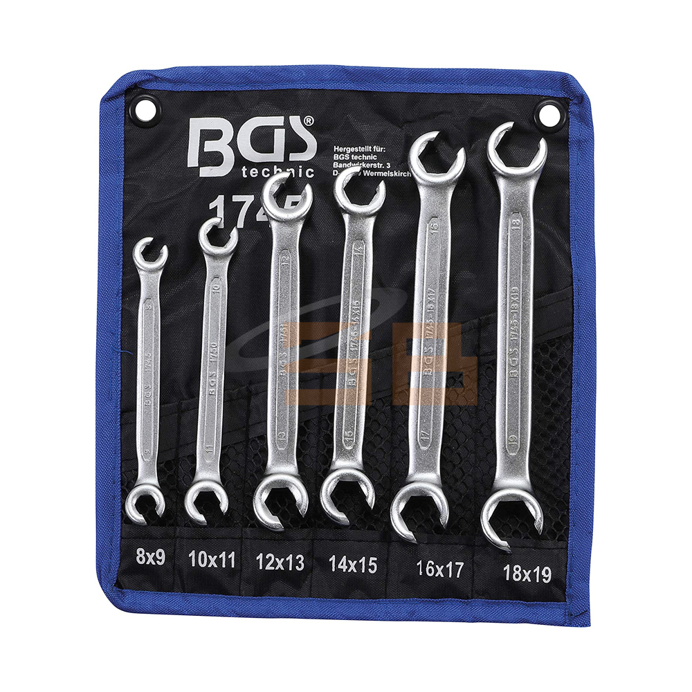 BGS Tools FLARE NUT,BRAKE PIPE Spanner Wrench 6 Piece Set 8-19mm INCLUSIVE .1745 