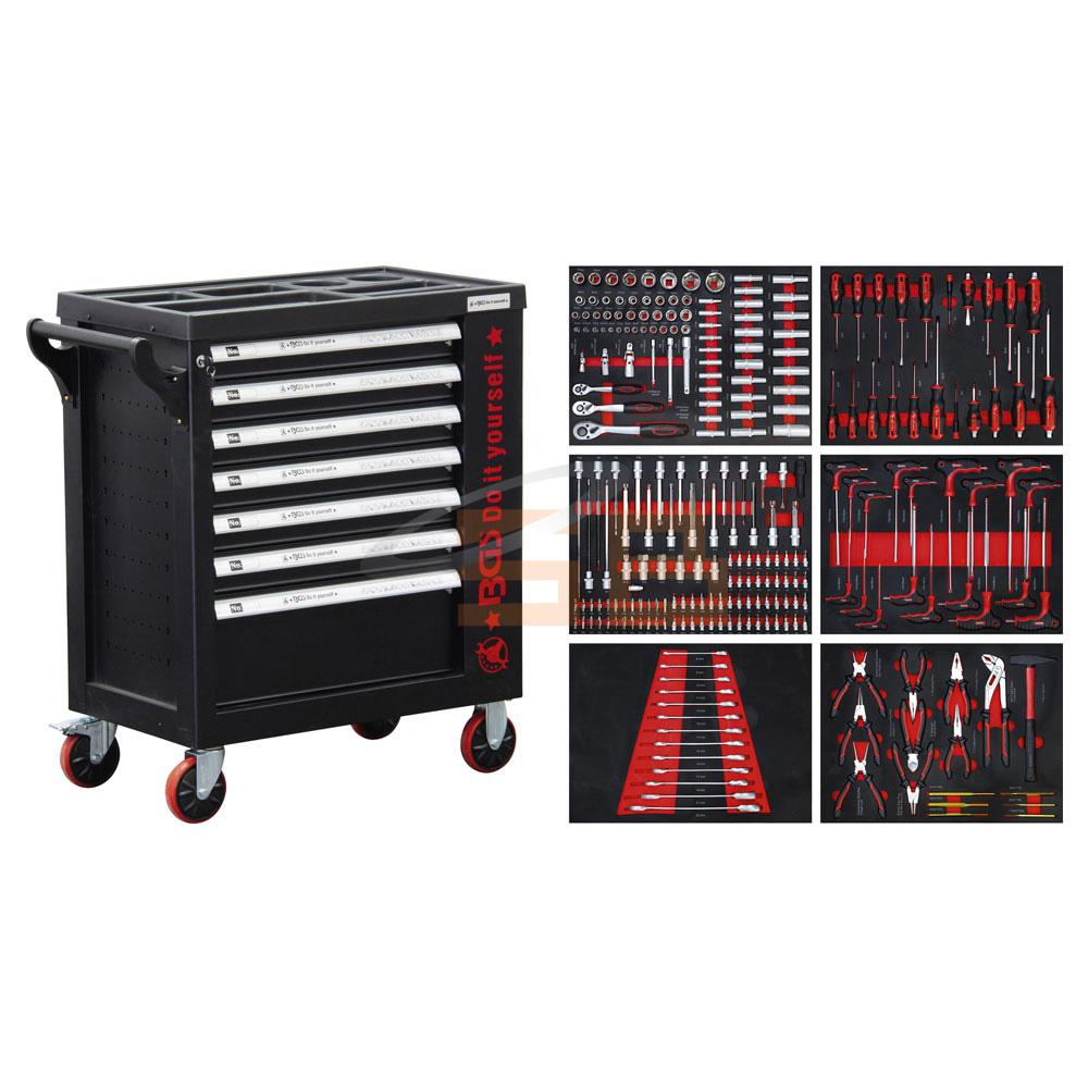 TOOL TROLLEY 7 DRAWERS WITH TOOLS 250 PCS , BGS 6058