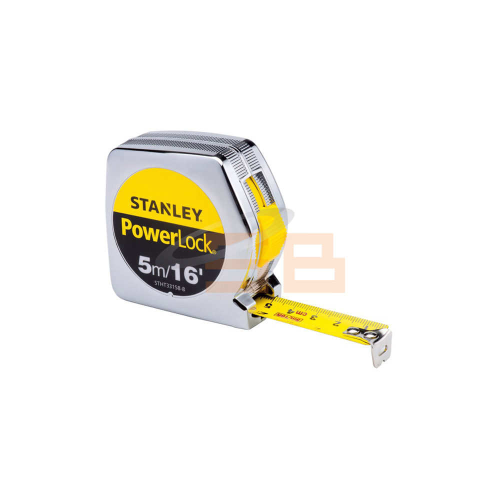 5mtr/16ft x 3/4" POWERLOCK MEASURING TAPE WITH METAL CASE,  STANLEY STHT33158-8