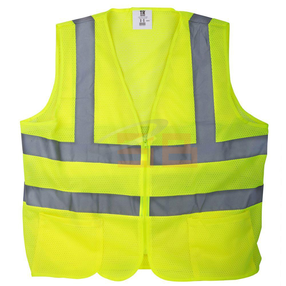SAFETY VEST NETTED W/ REFLECTIVE TAPE YELLOW LARGE, VAULTEX IDN